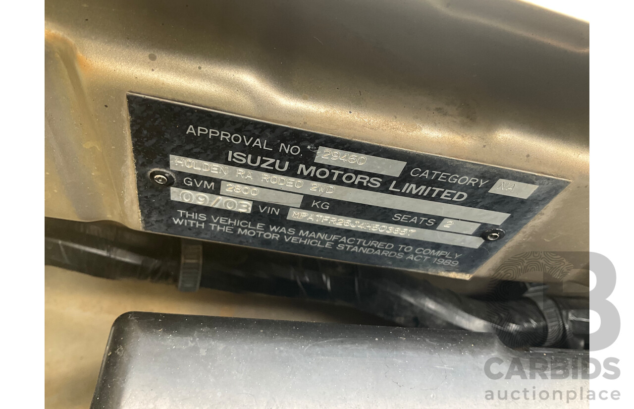 9/2003 Holden Rodeo LX RA C/Chas Satin Gold Metallic V6 3.5L - LPG Dual Fuel