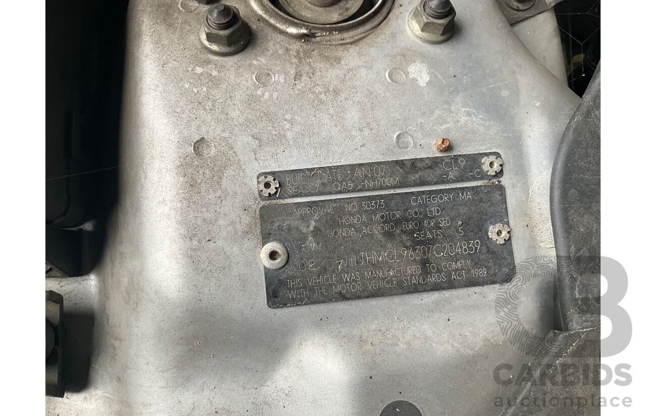 2/2007 Honda Accord Euro MY06.5 4d Sedan Alabaster Silver Metallic 2.4L