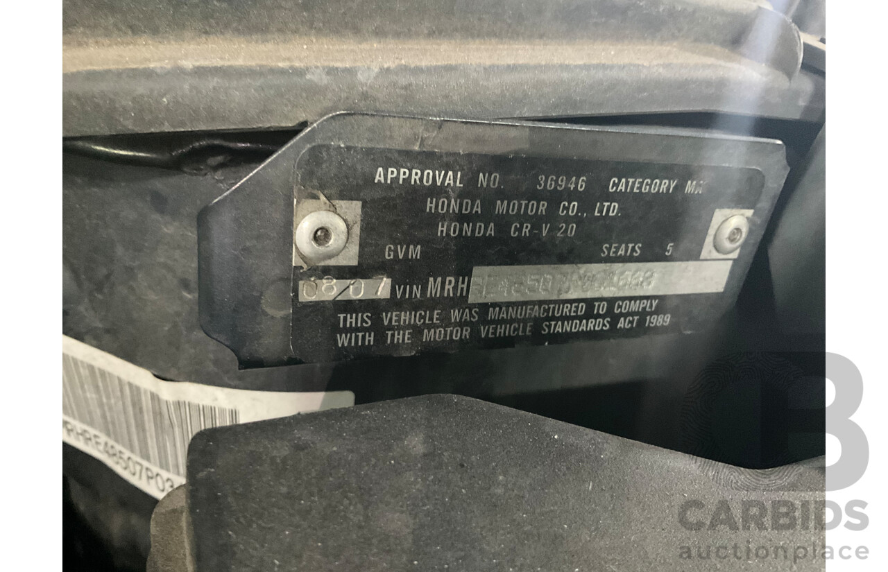 8/2007 Honda CRV (4x4) Sport MY07 4d Wagon Sparkle Grey Pearl 2.4L