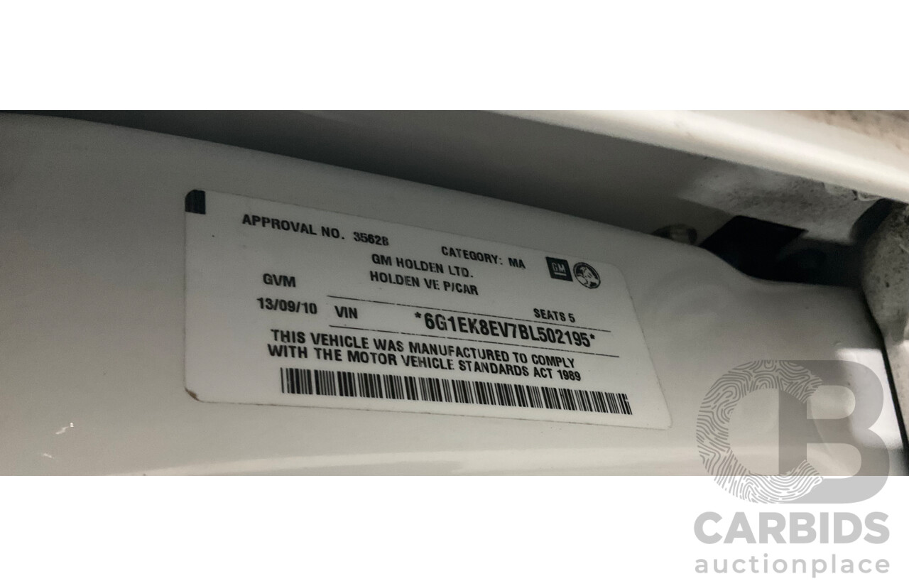 9/2010 Holden Commodore SV6 VE II 4d Sportwagon Heron White V6 3.6L