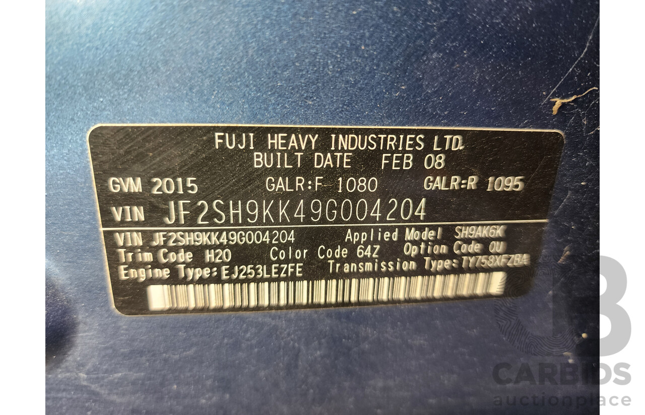 4/2008 Subaru Forester XS Premium MY09 4d Wagon Blue 2.5L