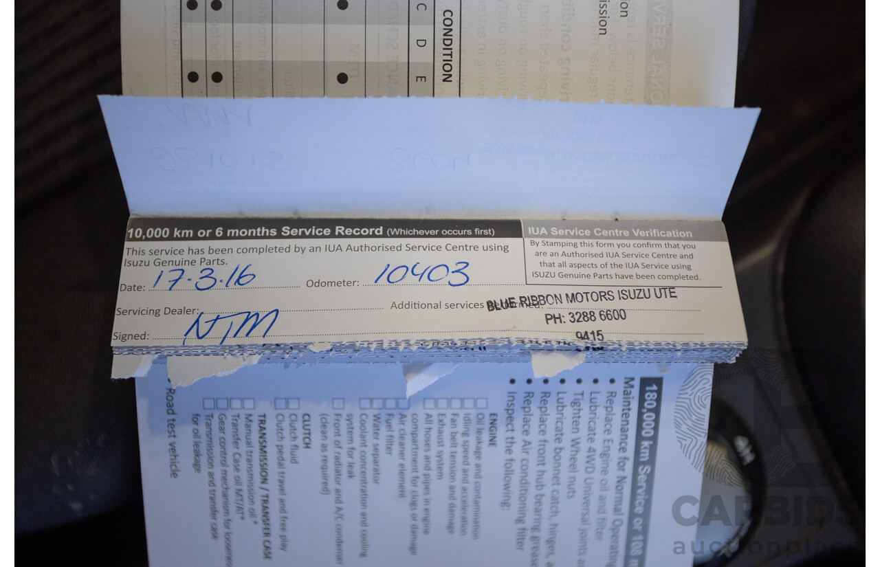 09/2015 Isuzu MU-X LS-U (4x4) UC MY15 4D Wagon Silky White Pearl Turbo Diesel 3.0L - 7 Seats