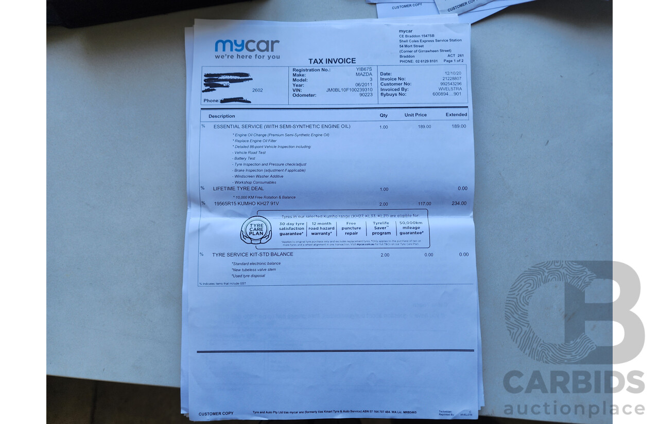 7/2011 Mazda Mazda3 NEO BL 10 UPGRADE 4d Sedan Grey 2.0L