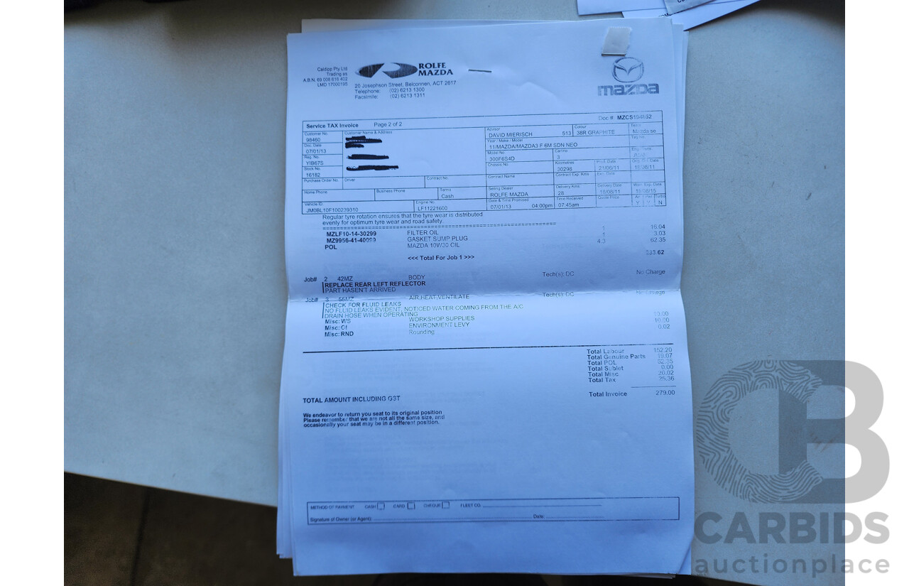 7/2011 Mazda Mazda3 NEO BL 10 UPGRADE 4d Sedan Grey 2.0L