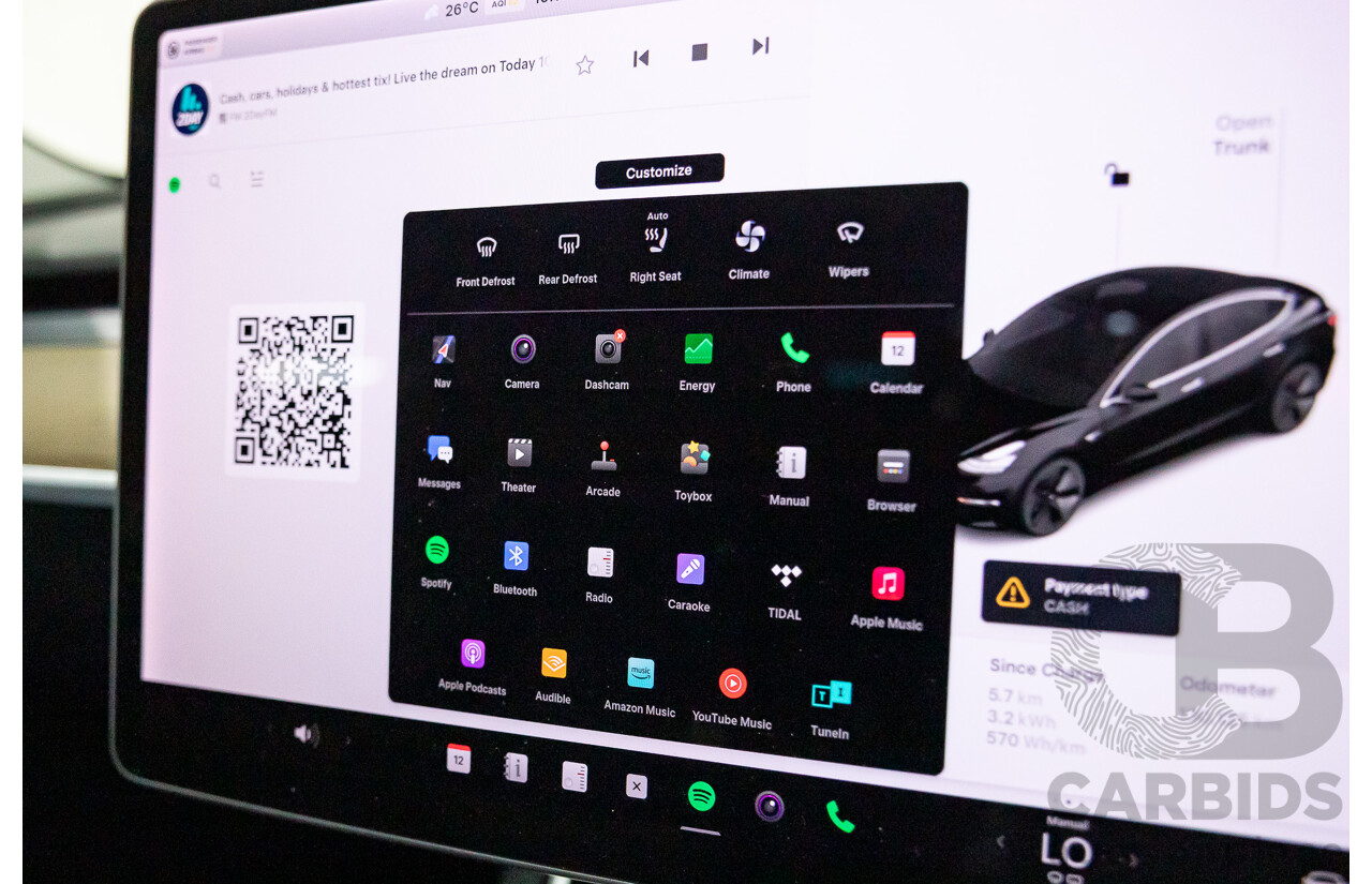 07/2019 Tesla Model 3 Standard Range (RWD) MY19 5d Sedan Black Dedicated Electric EV - 190kW