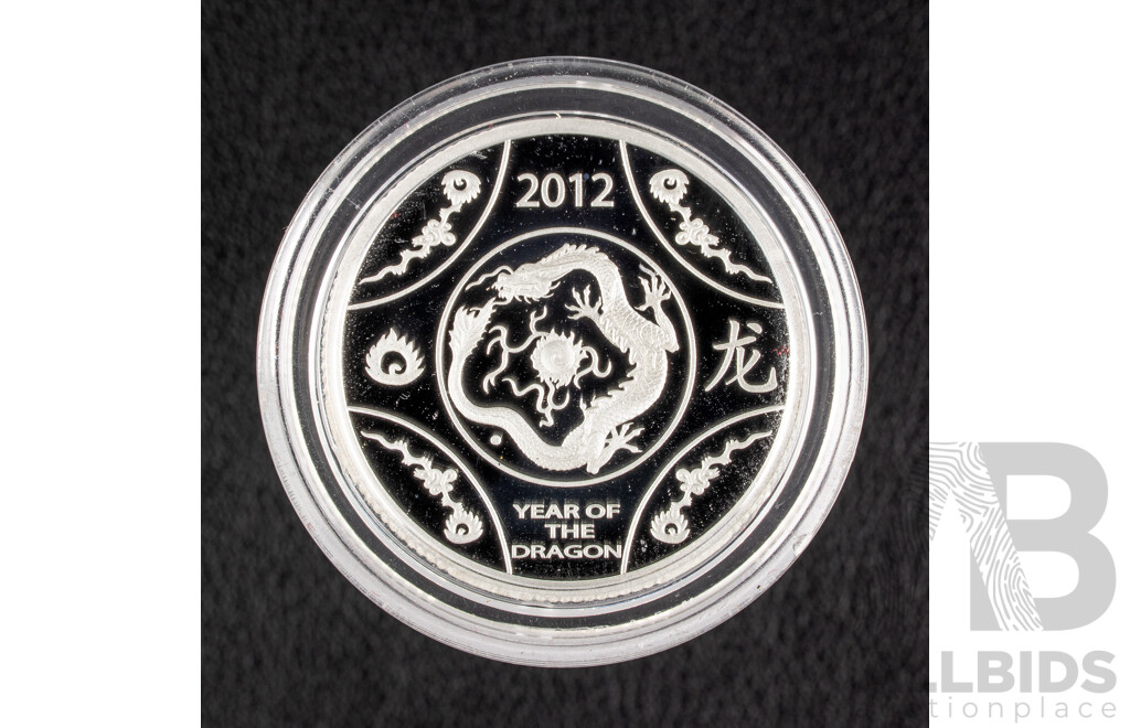 Australian 2012 Silver One Dollar Proof Coin, Lunar Series, Year of the Dragon .999