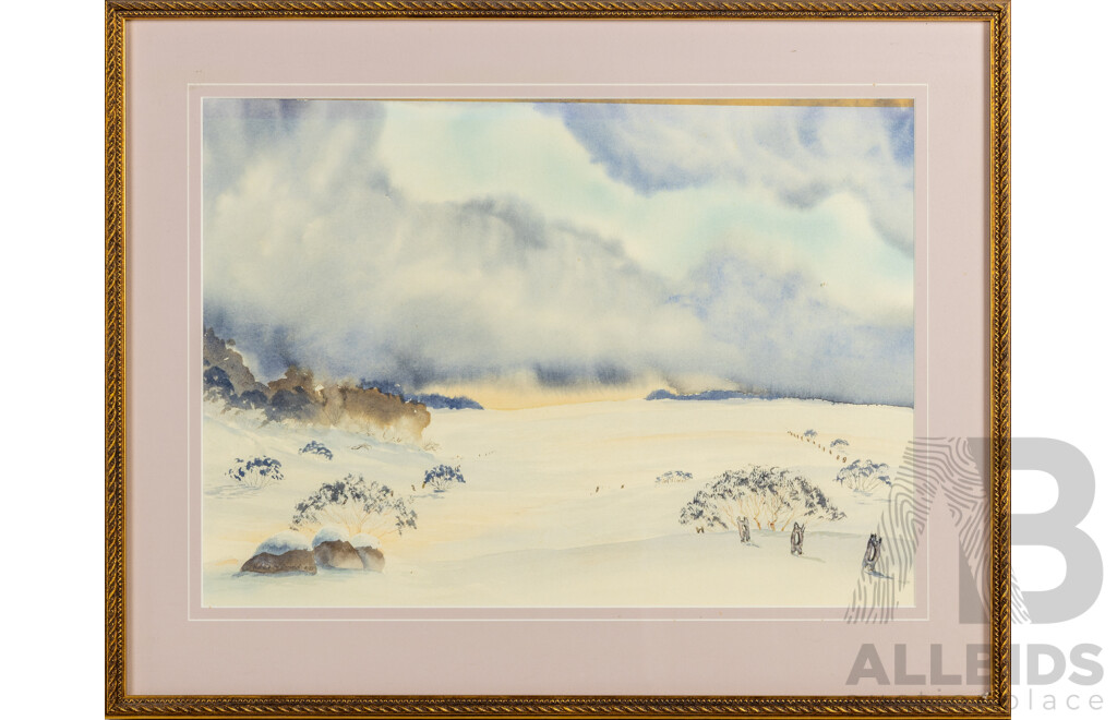 Artist Unknown, (20th Century), Winter Morning, Wonderful Original Watercolour, 49 x 62 cm (frame)