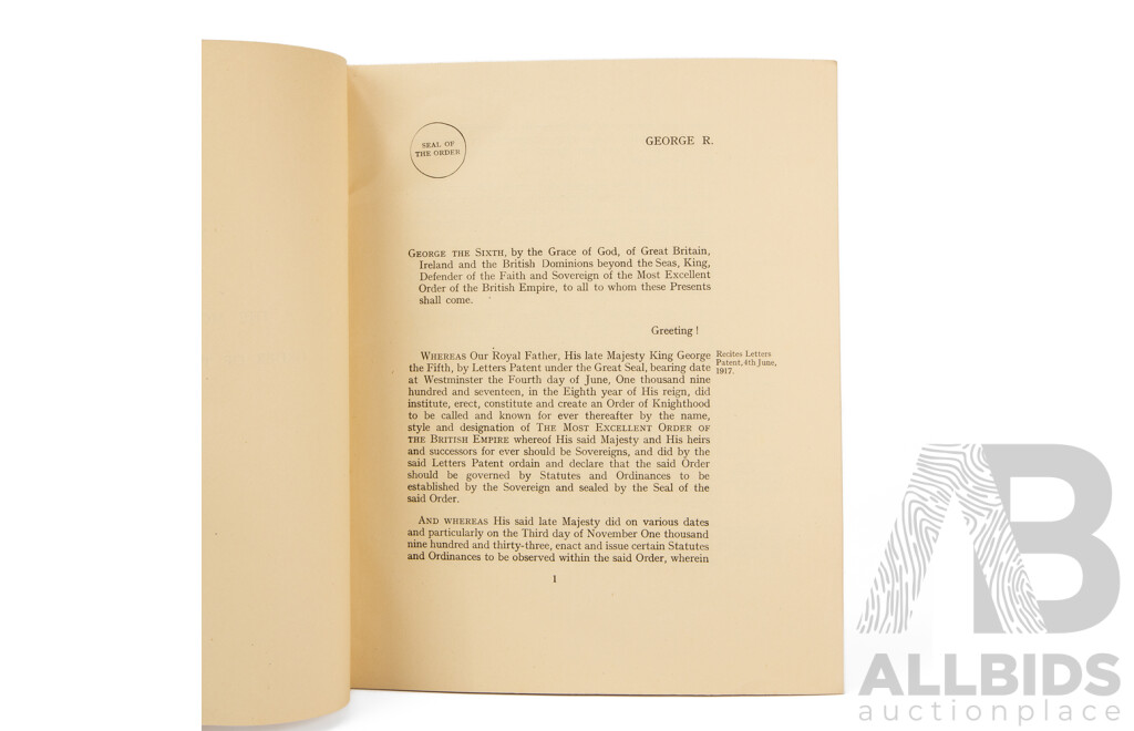 Two Vintage Books, Description of the Barossa Range in South Australia by 'Agricola' 1979 and Statues of the Order of the British Empire, 1948