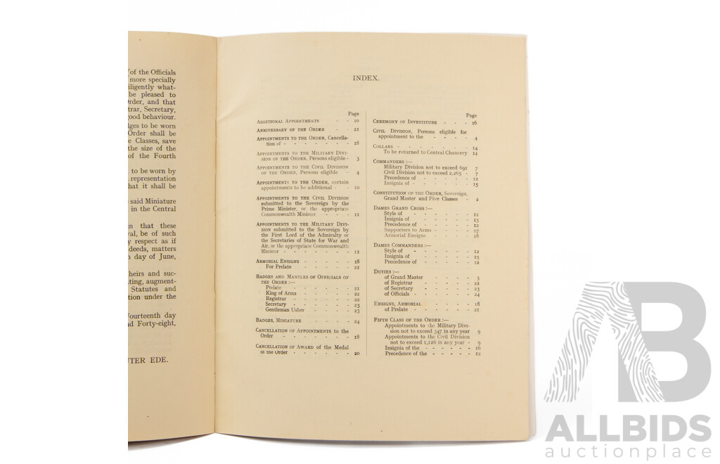 Two Vintage Books, Description of the Barossa Range in South Australia by 'Agricola' 1979 and Statues of the Order of the British Empire, 1948