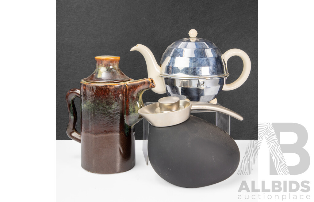 Collection of Three Vintage Teapots Inc Georg Jensen