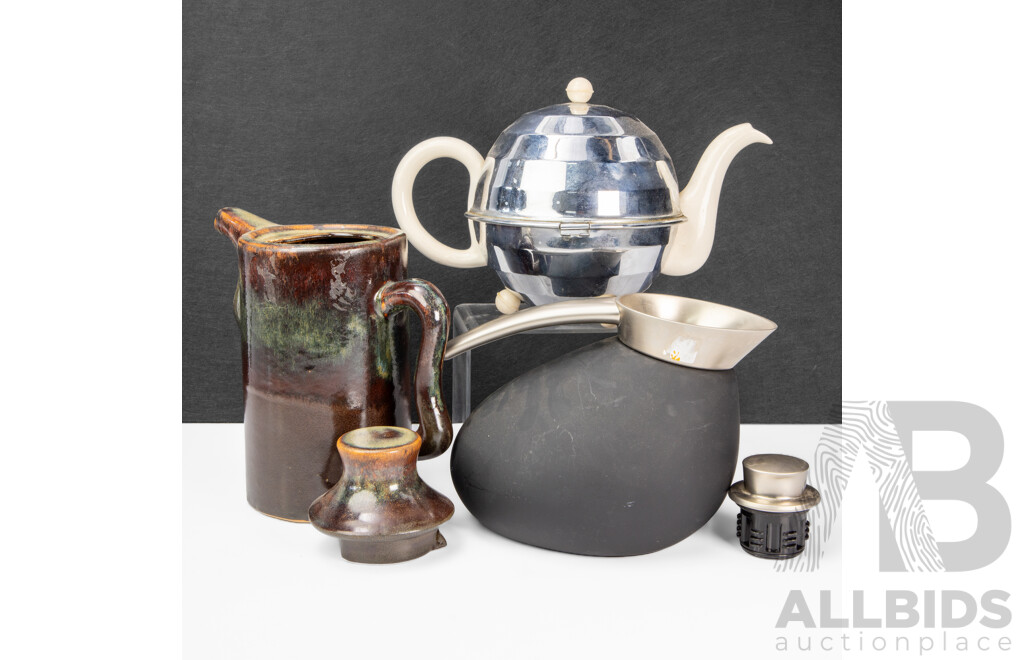Collection of Three Vintage Teapots Inc Georg Jensen