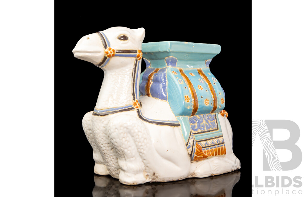 Glazed Chalkware Camel Form Plant Stand