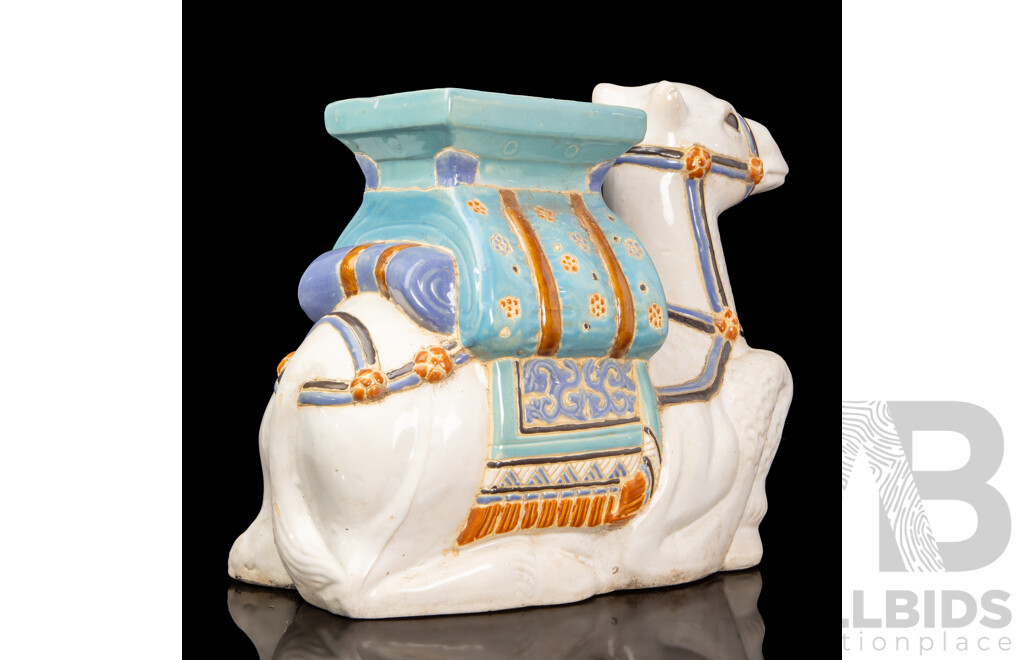 Glazed Chalkware Camel Form Plant Stand