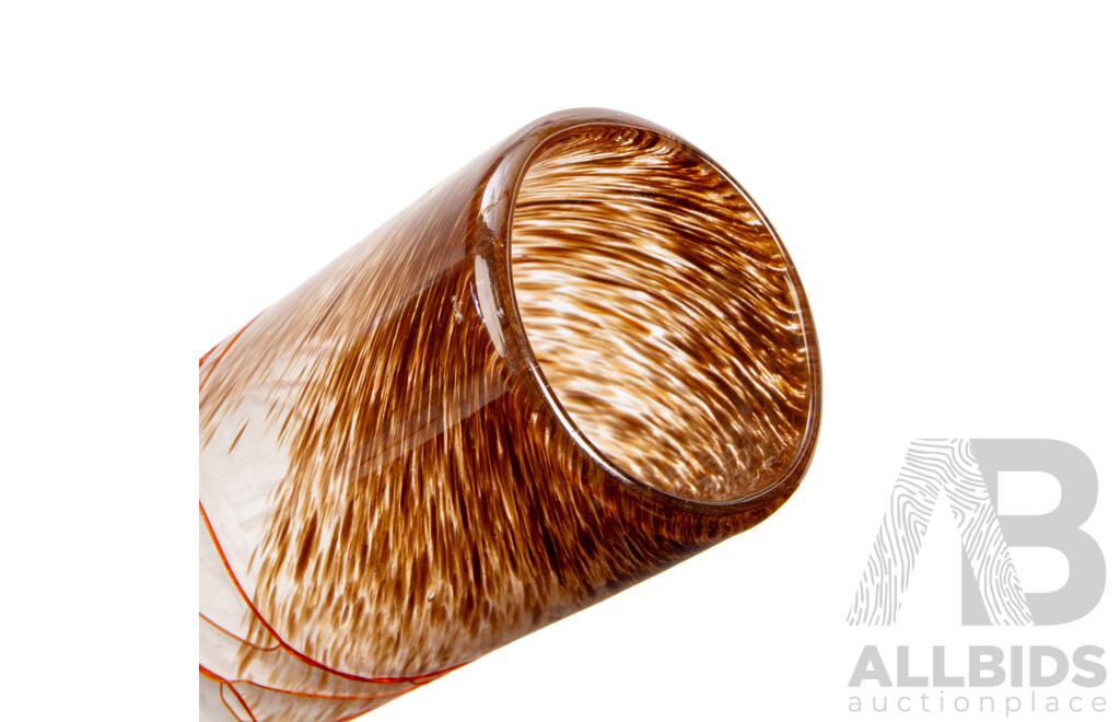 Tall Art Glass Vase with Purple Tones