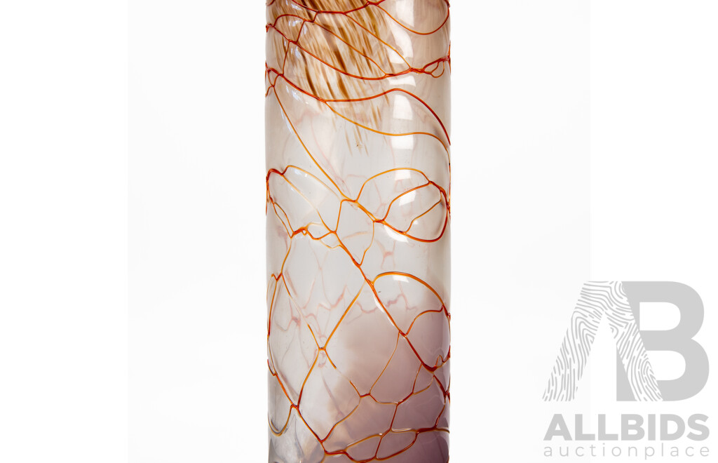 Tall Art Glass Vase with Purple Tones