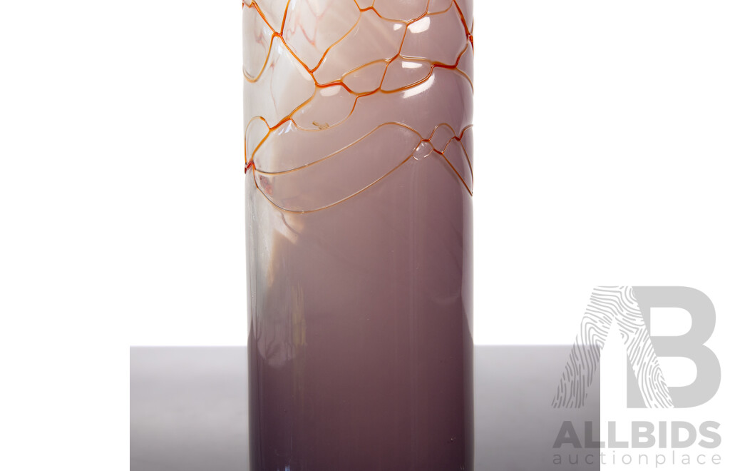 Tall Art Glass Vase with Purple Tones