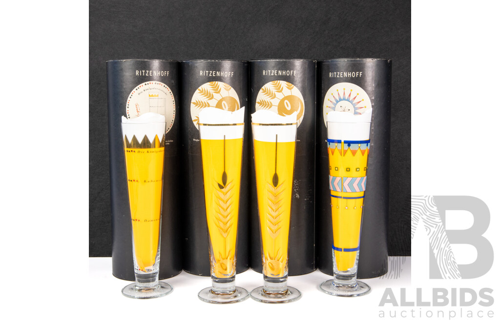 Good Set of Four Ritzenhoff Slender Beer Glasses in Presentation Tubes