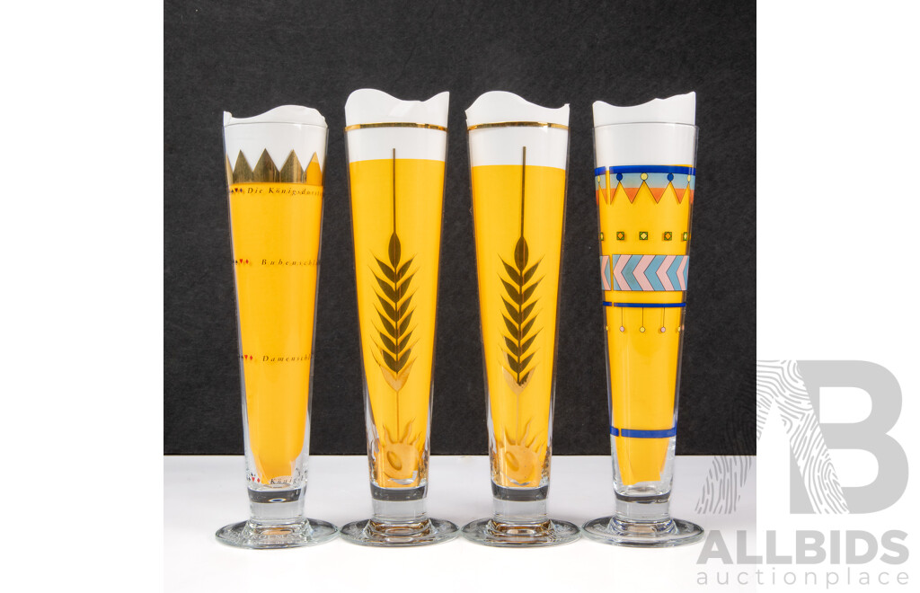 Good Set of Four Ritzenhoff Slender Beer Glasses in Presentation Tubes
