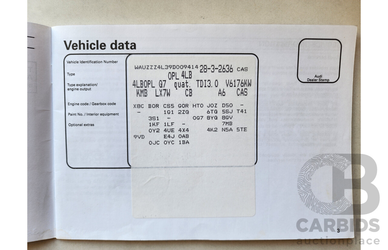 9/2008 Audi Q7 3.0 TDI Quattro MY08 UPGRADE 4d Wagon Silver 3.0L