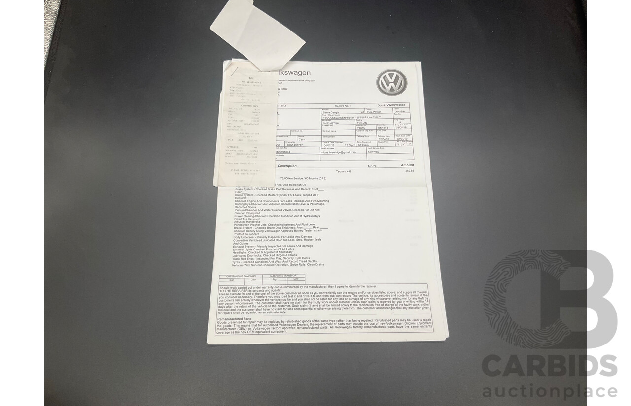 03/2016 Volkswagen Tiguan 155 TSI R-Line (AWD) 5NC MY16 4d Wagon Pure White Turbo 2.0L