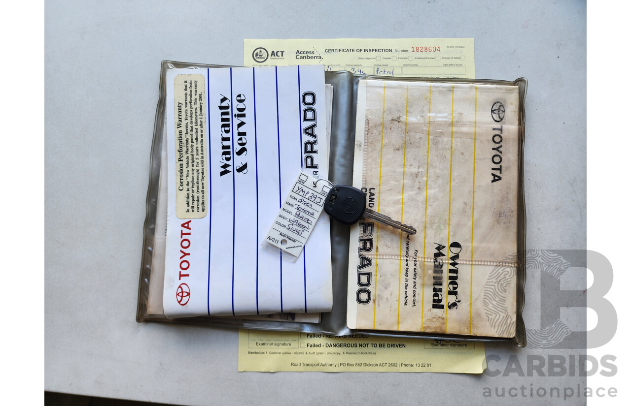 4/2001 Toyota Landcruiser Prado 50TH Anniversary (4x4) VZJ95R 4d Wagon Silver 3.4L