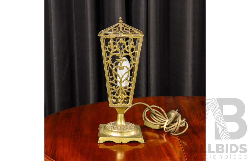 Vintage Pierced Brass Table Lamp