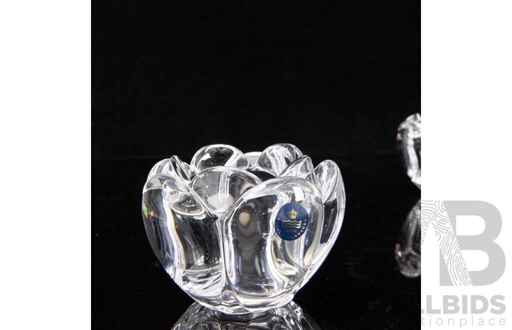 Set of Eight Holmgaard and Royal Copenhagen 'Lotus' Hand Crafted Crystal Votive Holders