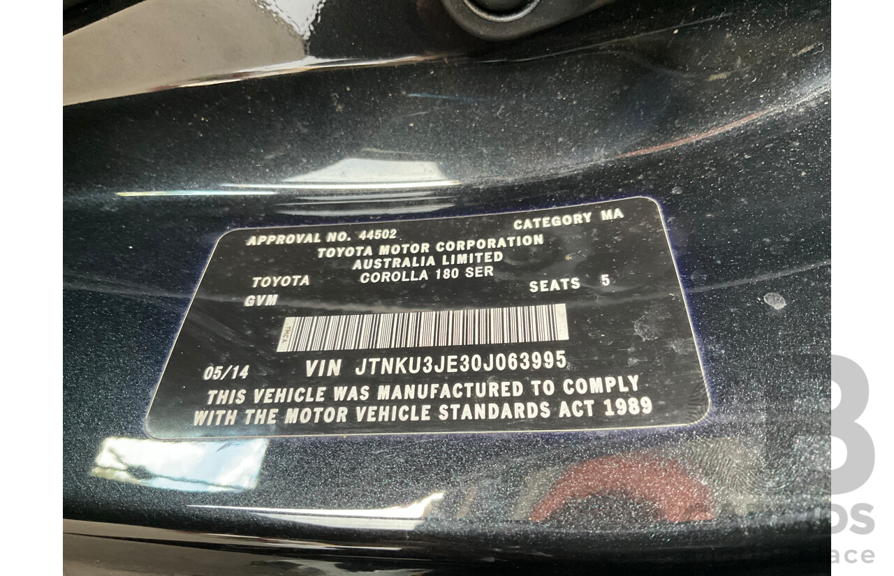 5/2014 Toyota Corolla Ascent Sport ZRE182R 5d Hatchback Attitude Black Metallic 1.8L