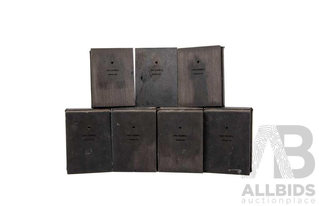 Luke Chiswell (20th Century, Australian), Face Facing - Set of Seven Faces, Leather & Wood, 14 x 10 x 6 cm (7)