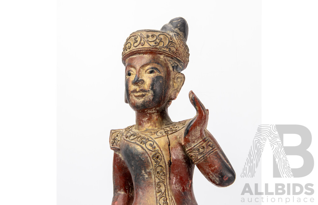 Pair of Apposing Burmese Dancing Figures