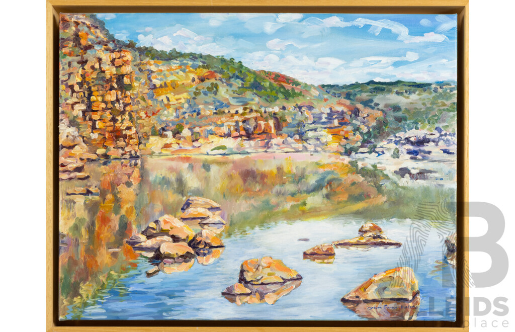 Brian Carew-Hopkins), (20th Century, Australian), Reflections on Water, Wonderful Original Oil on Canvas Cloth,  49 x 62 cm (frame)