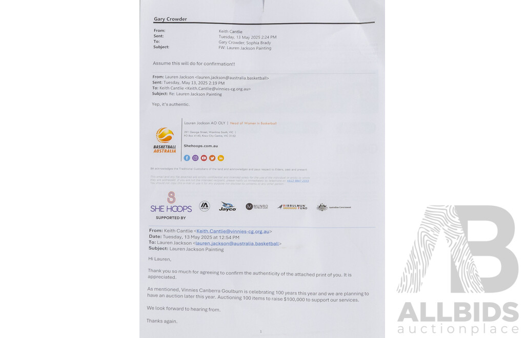 Framed Limited Edition Print 'Simply the Best, Lauren Jackson by Margaret Hadfeild-Zordgrader