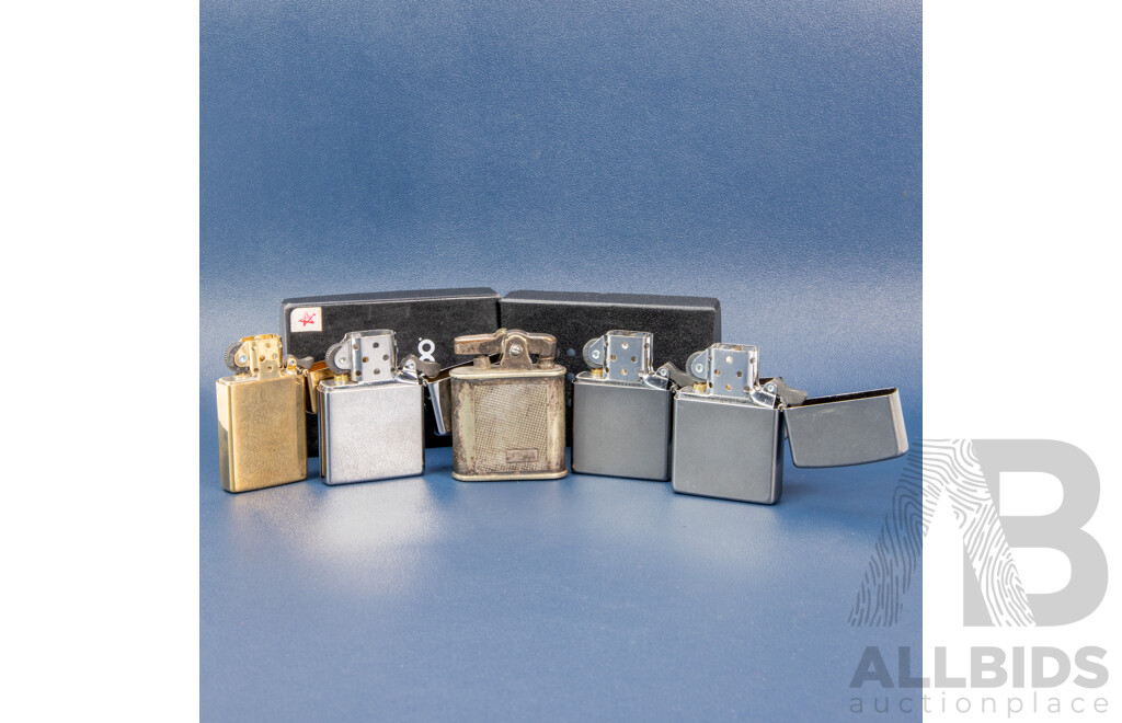 Collection of Four Zippo Flint Lighters and an Arlington