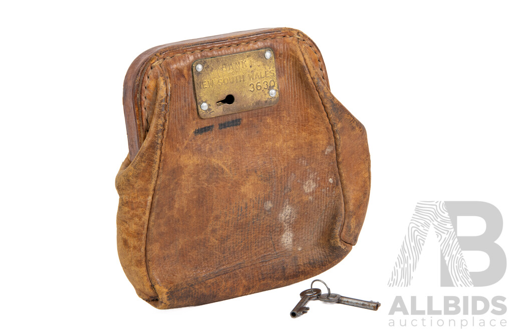 Vintage Leather Bank of New South Wales Night Safe Wallet