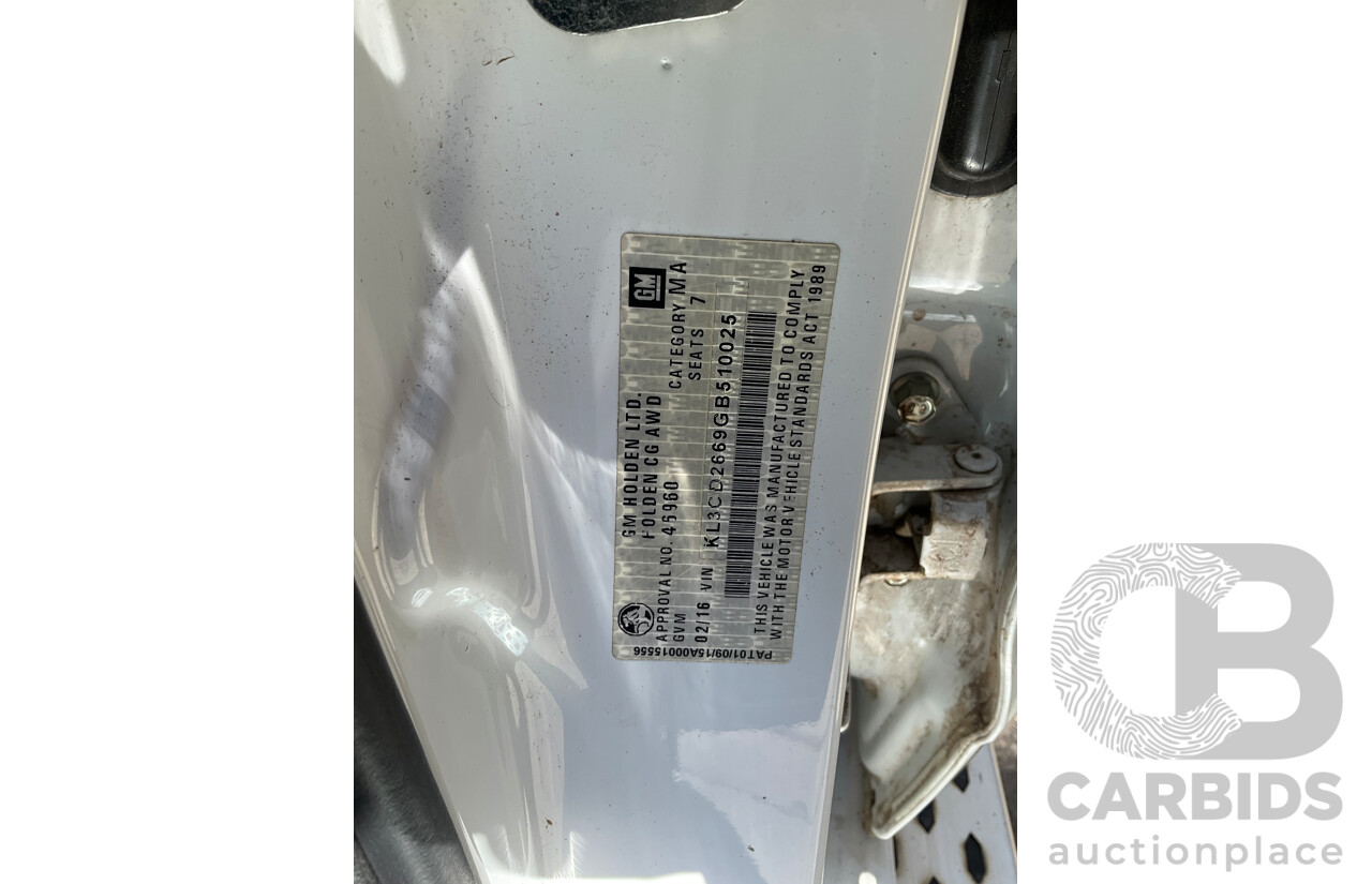 02/2016 Holden Captiva 7 LT (AWD) AWD CG MY16 4D Wagon Summit White Turbo Diesel 2.2L