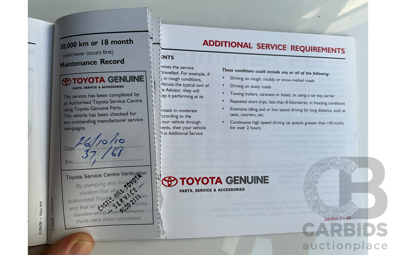 9/2008 Toyota Hilux SR5 (4x4) GGN25R 07 Upgrade Dual Cab P/Up Champagne Mica Metallic V6 4.0L