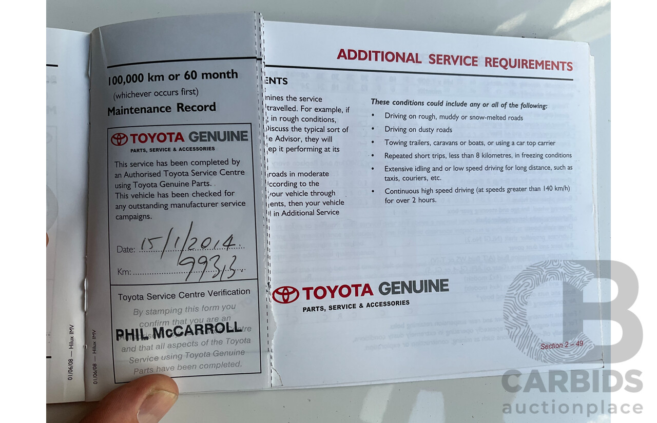 9/2008 Toyota Hilux SR5 (4x4) GGN25R 07 Upgrade Dual Cab P/Up Champagne Mica Metallic V6 4.0L