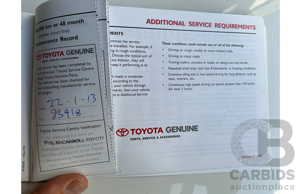 9/2008 Toyota Hilux SR5 (4x4) GGN25R 07 Upgrade Dual Cab P/Up Champagne Mica Metallic V6 4.0L