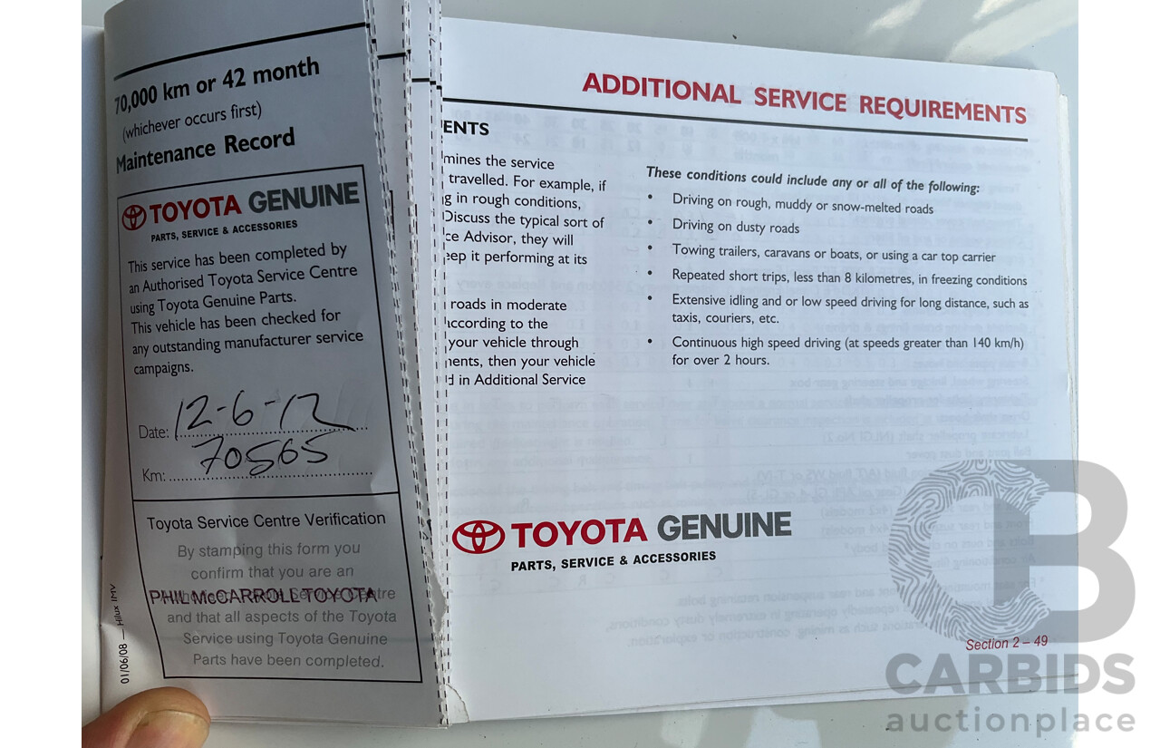 9/2008 Toyota Hilux SR5 (4x4) GGN25R 07 Upgrade Dual Cab P/Up Champagne Mica Metallic V6 4.0L