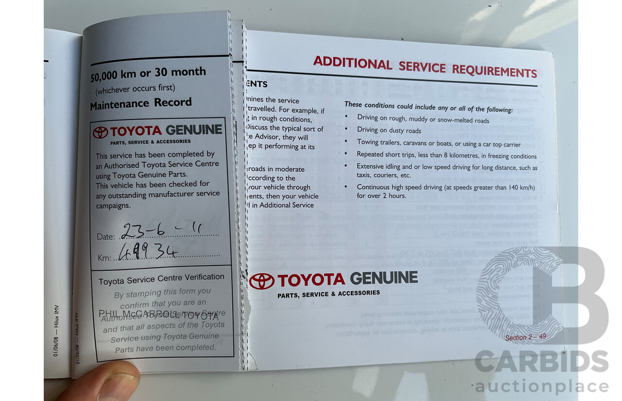 9/2008 Toyota Hilux SR5 (4x4) GGN25R 07 Upgrade Dual Cab P/Up Champagne Mica Metallic V6 4.0L