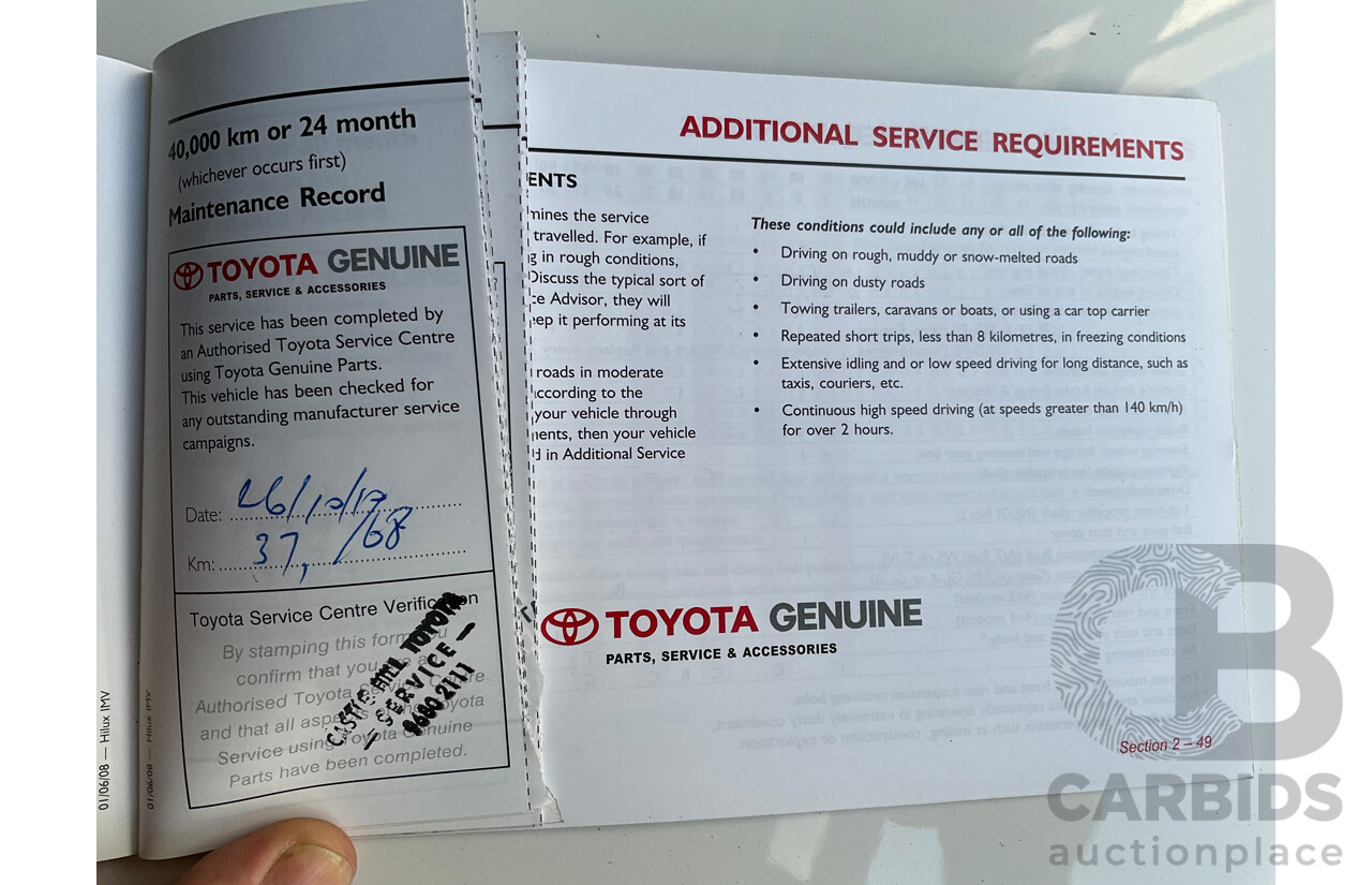 9/2008 Toyota Hilux SR5 (4x4) GGN25R 07 Upgrade Dual Cab P/Up Champagne Mica Metallic V6 4.0L