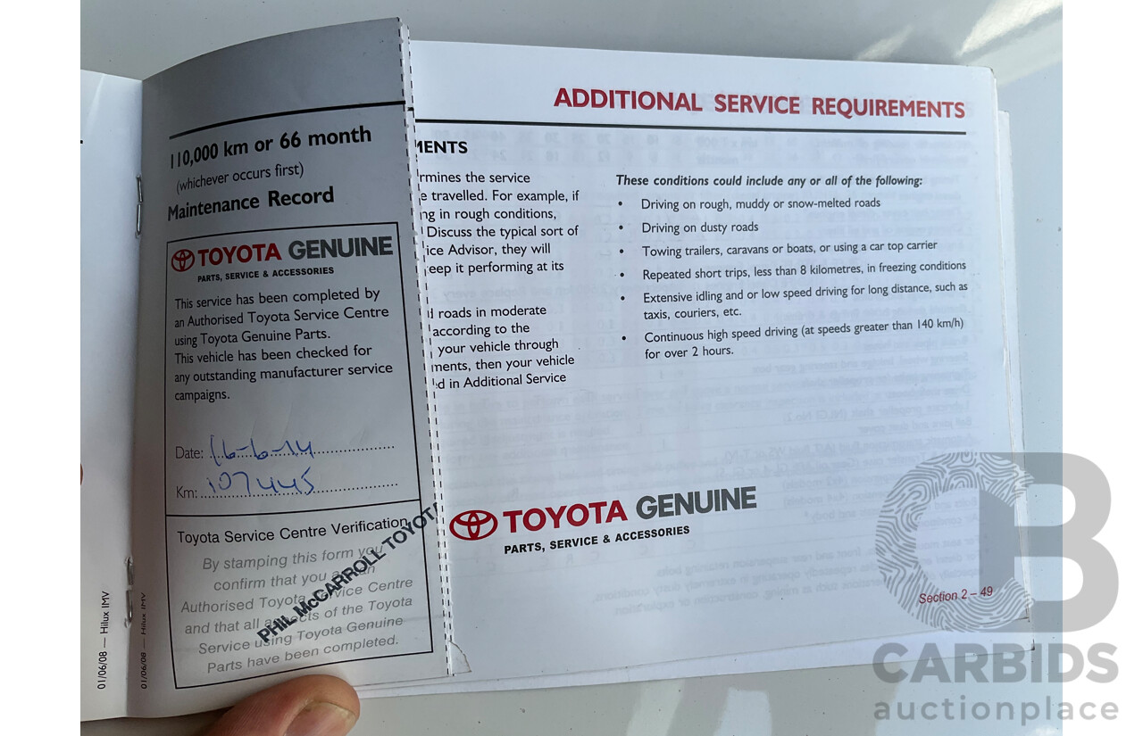 9/2008 Toyota Hilux SR5 (4x4) GGN25R 07 Upgrade Dual Cab P/Up Champagne Mica Metallic V6 4.0L