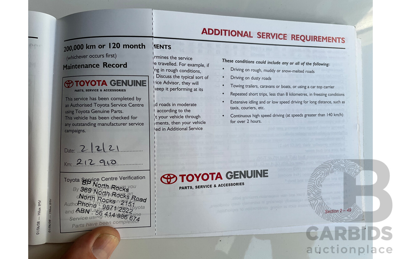 9/2008 Toyota Hilux SR5 (4x4) GGN25R 07 Upgrade Dual Cab P/Up Champagne Mica Metallic V6 4.0L