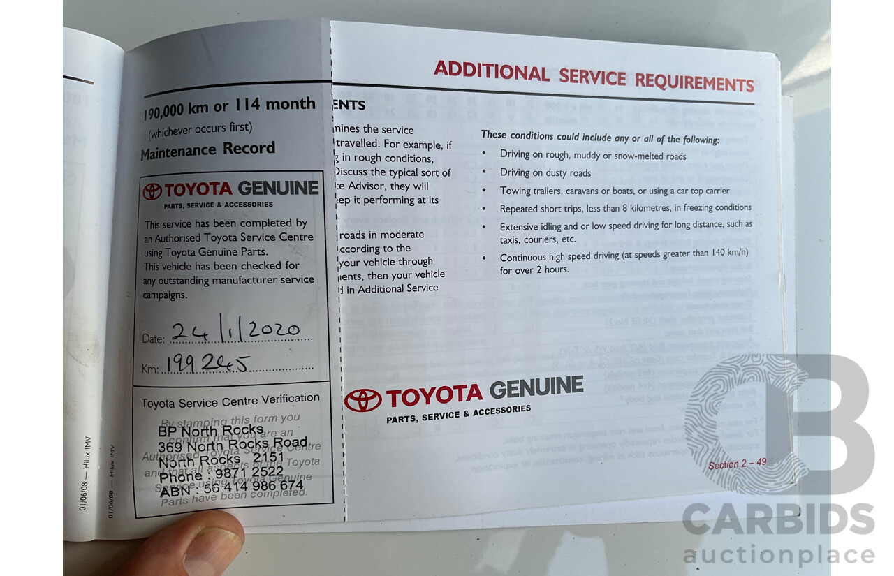 9/2008 Toyota Hilux SR5 (4x4) GGN25R 07 Upgrade Dual Cab P/Up Champagne Mica Metallic V6 4.0L