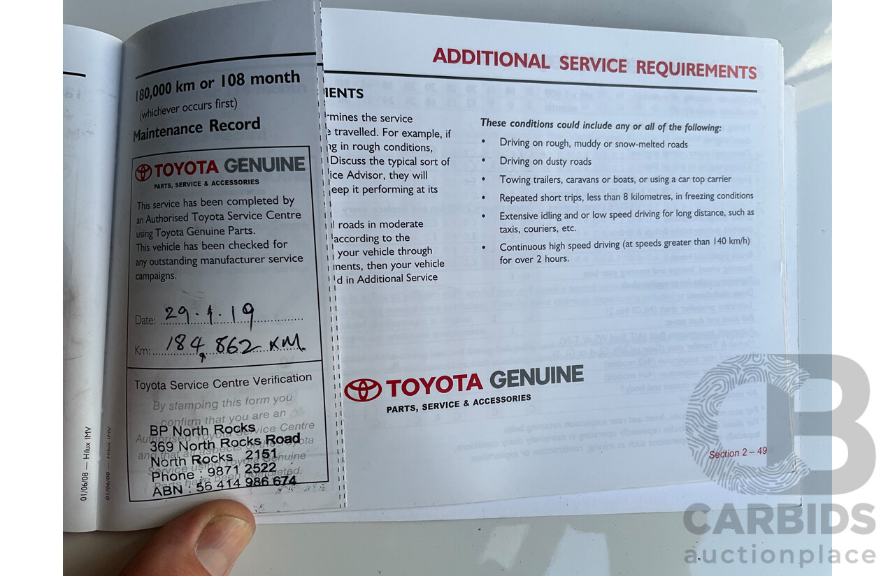 9/2008 Toyota Hilux SR5 (4x4) GGN25R 07 Upgrade Dual Cab P/Up Champagne Mica Metallic V6 4.0L