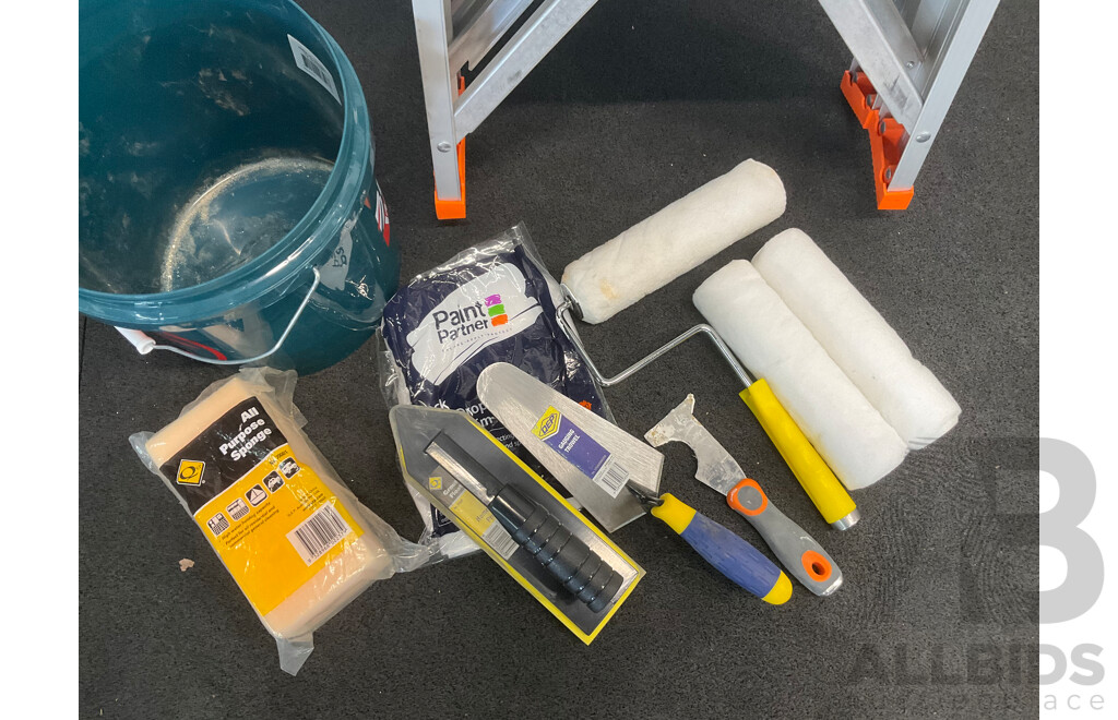 Assorted Painting Accessories, Storage Boxes and Plastic Cups