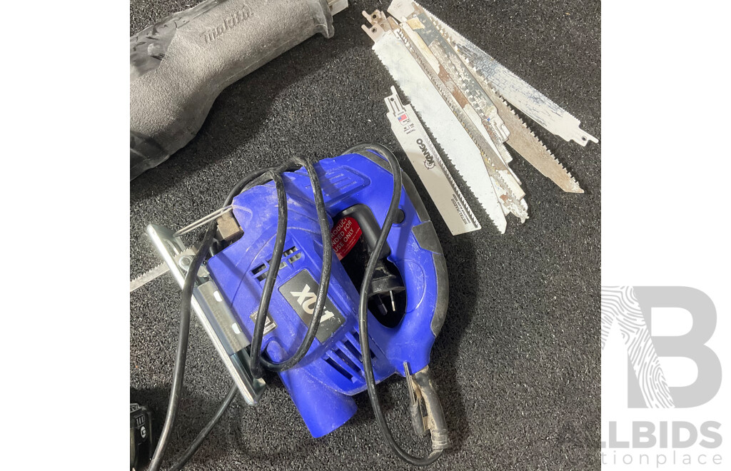MAKITA 18V Reciprocating Saw (DJR186) with 5.0Ah Battery and Blades, XU1 Jigsaw - Lot of 3