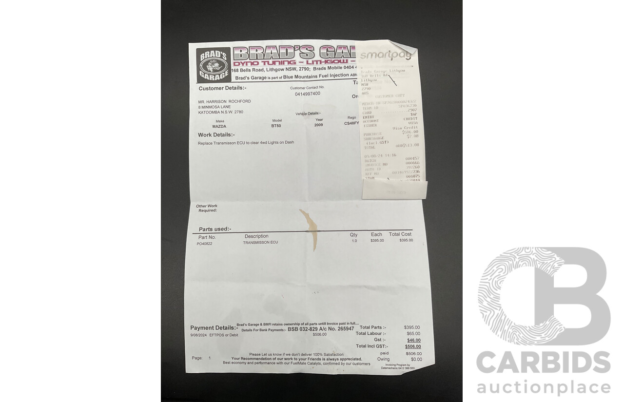 11/2009 Mazda BT50 Boss B3000 SDX (4x4) 09 Upgrade Dual Cab P/Up Gloaming Silver Metallic Turbo Diesel 3.0L