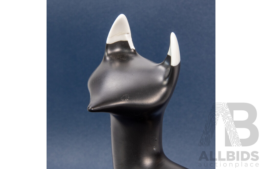 Large Modernist Black and White Glazed Fox by Royal Dux