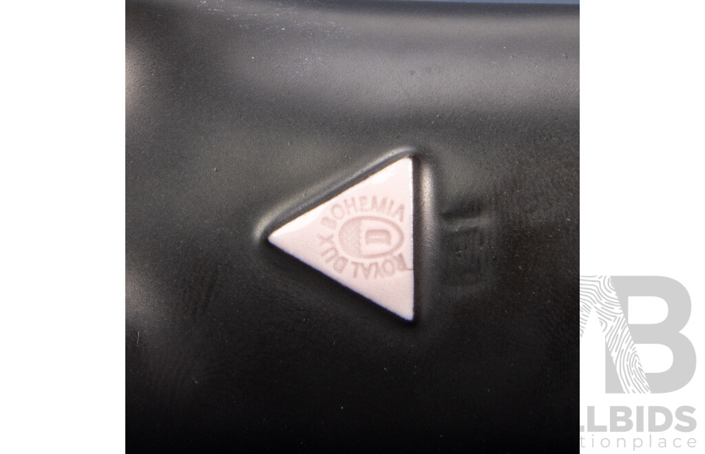 Large Modernist Black and White Glazed Fox by Royal Dux